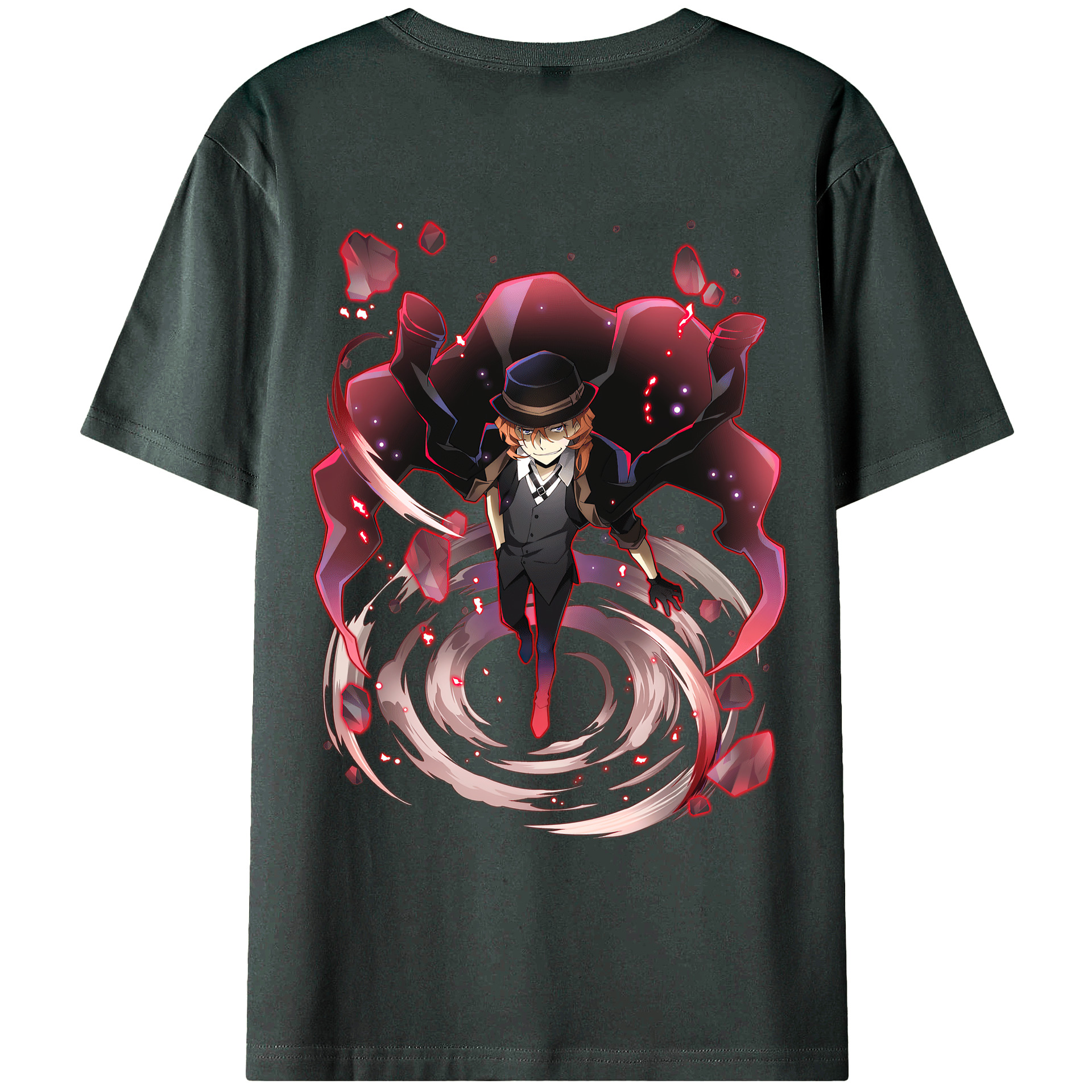 （画像用） 文豪ストレイドッグス Bungo Stray Dogs 綿100％ メンズ半袖Tシャツ（バックプリント） 通気性